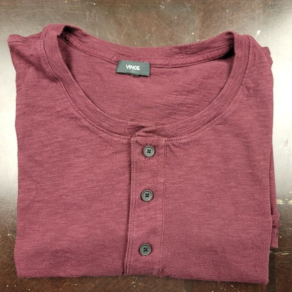 Vince Mens XXL Shirt Henley‎ Red Short Sleeve Casual Cotton 2XL - Issues - Picture 10 of 14
